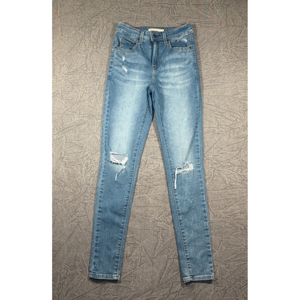 Levi's Jeans Women 25 Blue 721 High Rise Skinny Distressed Denim Pants